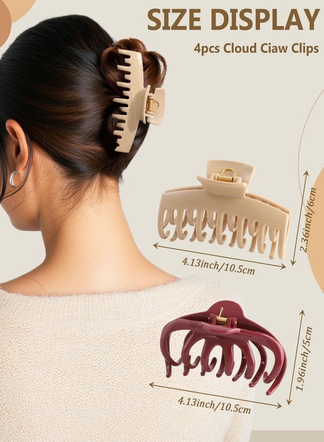 CHLINS 4 Pack Silicone Flexible Hair Claw Clips - Nonslip Large Bendable Soft Claw Clip for Women, Silicone Hair Clips Hair Accessories - Image 4